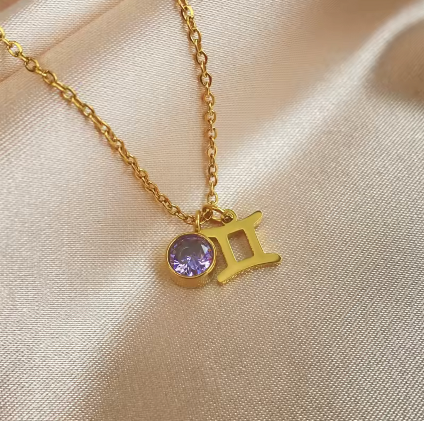 Birthstone & Zodiac Charm Pendant Necklace
