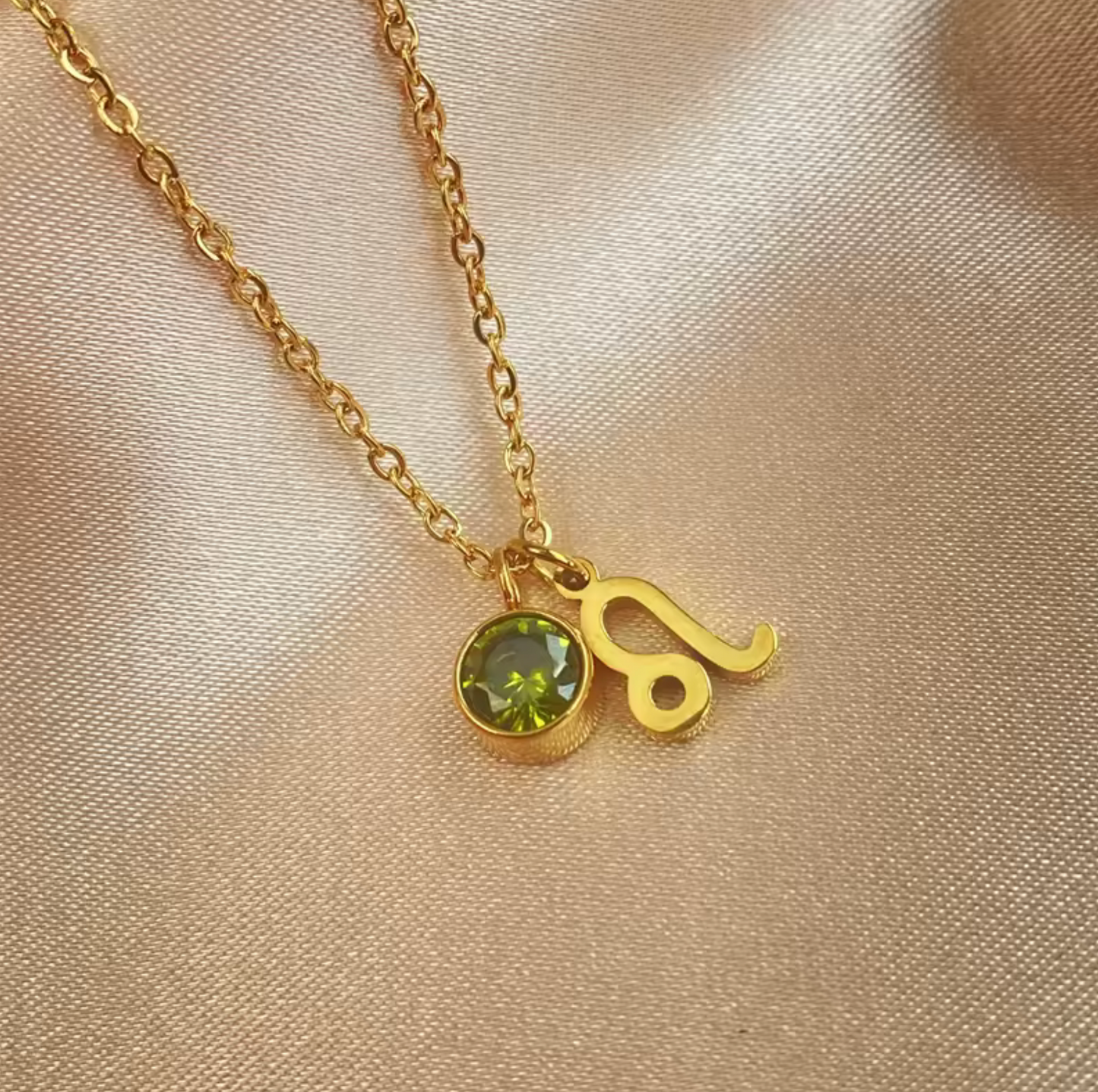 Birthstone & Zodiac Charm Pendant Necklace