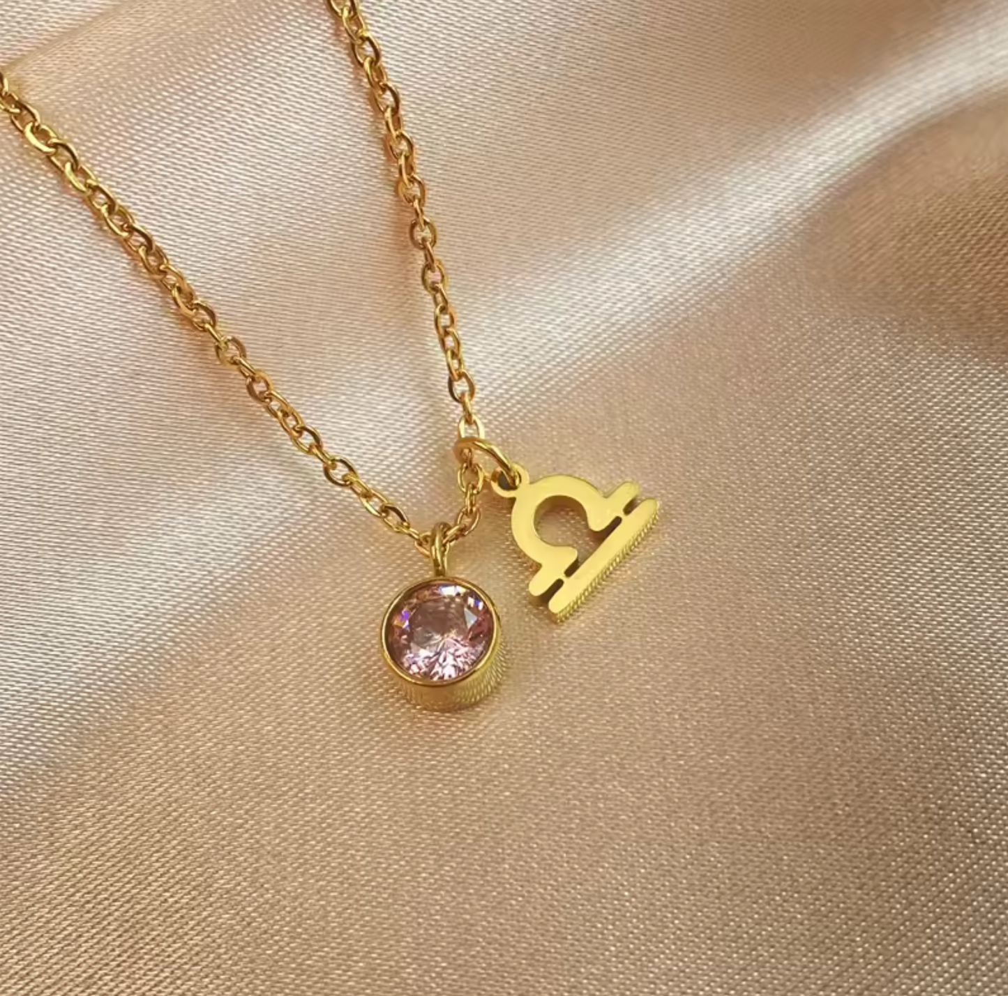 Birthstone & Zodiac Charm Pendant Necklace