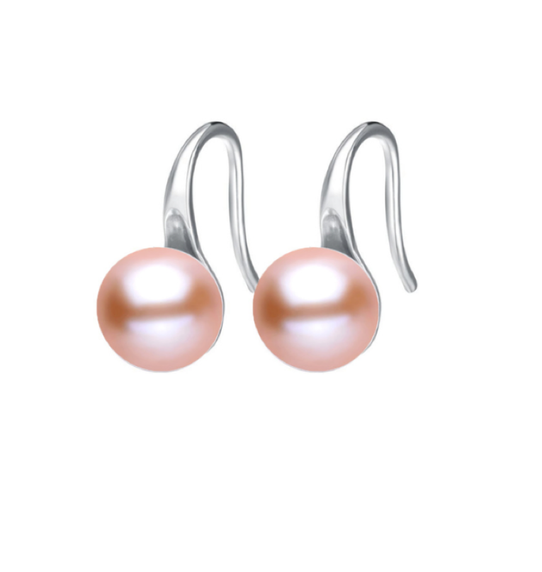 Peach Freshwater Pearl Rounded Threader Earrings