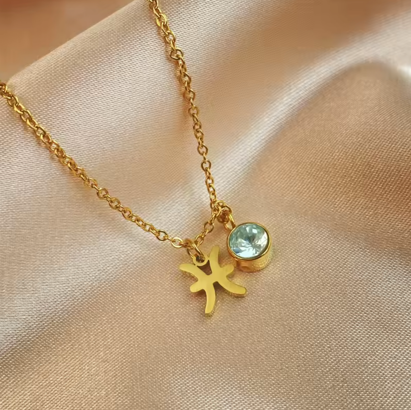 Birthstone & Zodiac Charm Pendant Necklace