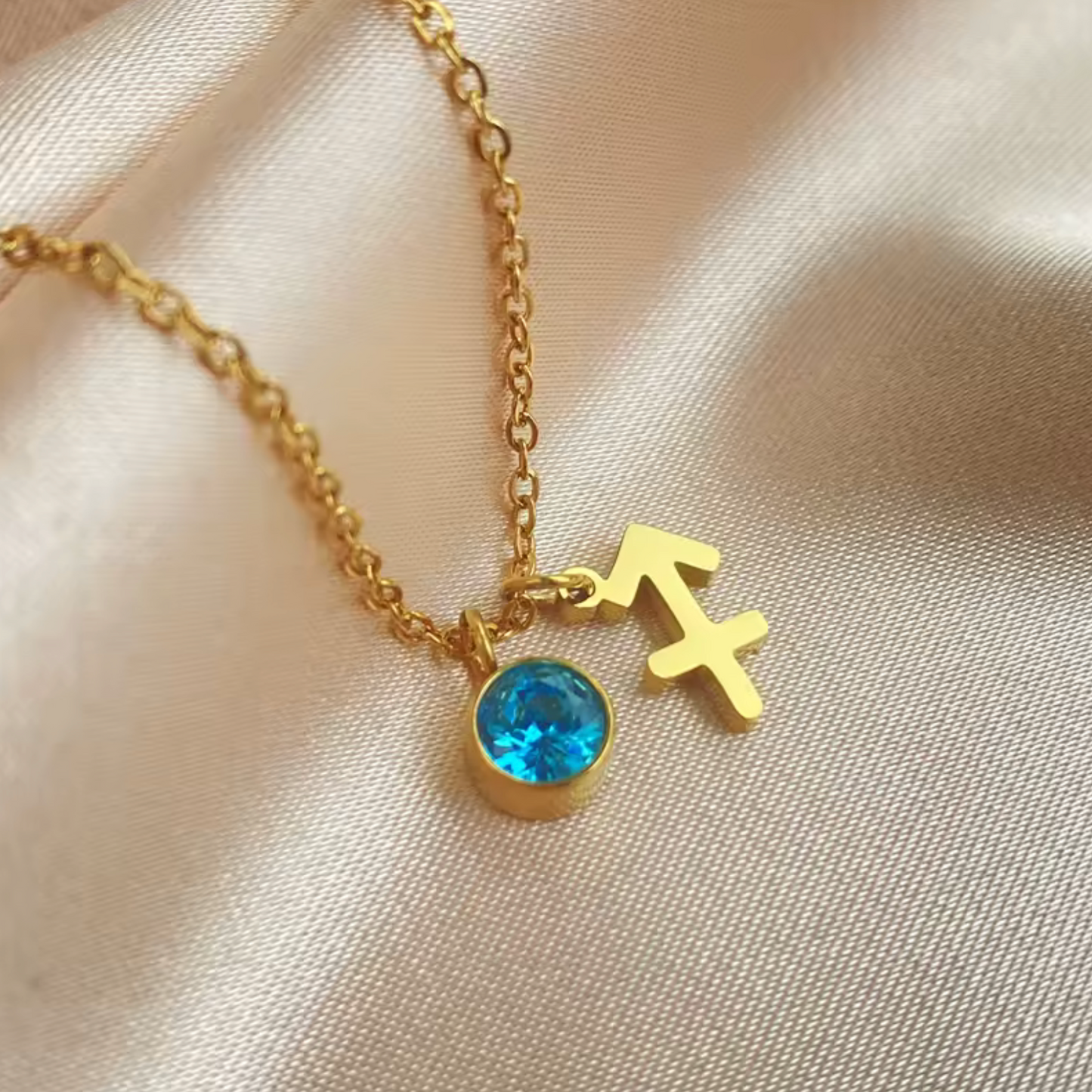 Birthstone & Zodiac Charm Pendant Necklace
