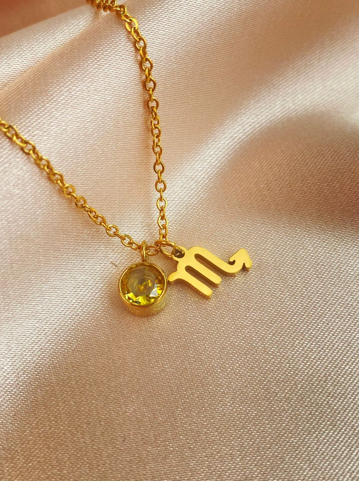 Birthstone & Zodiac Charm Pendant Necklace