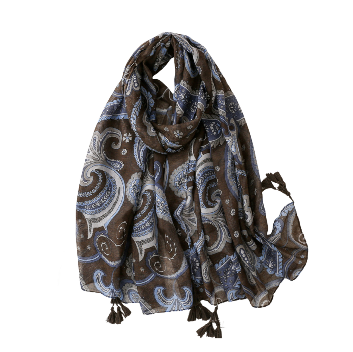 Brown And Blue Paisley Scarf