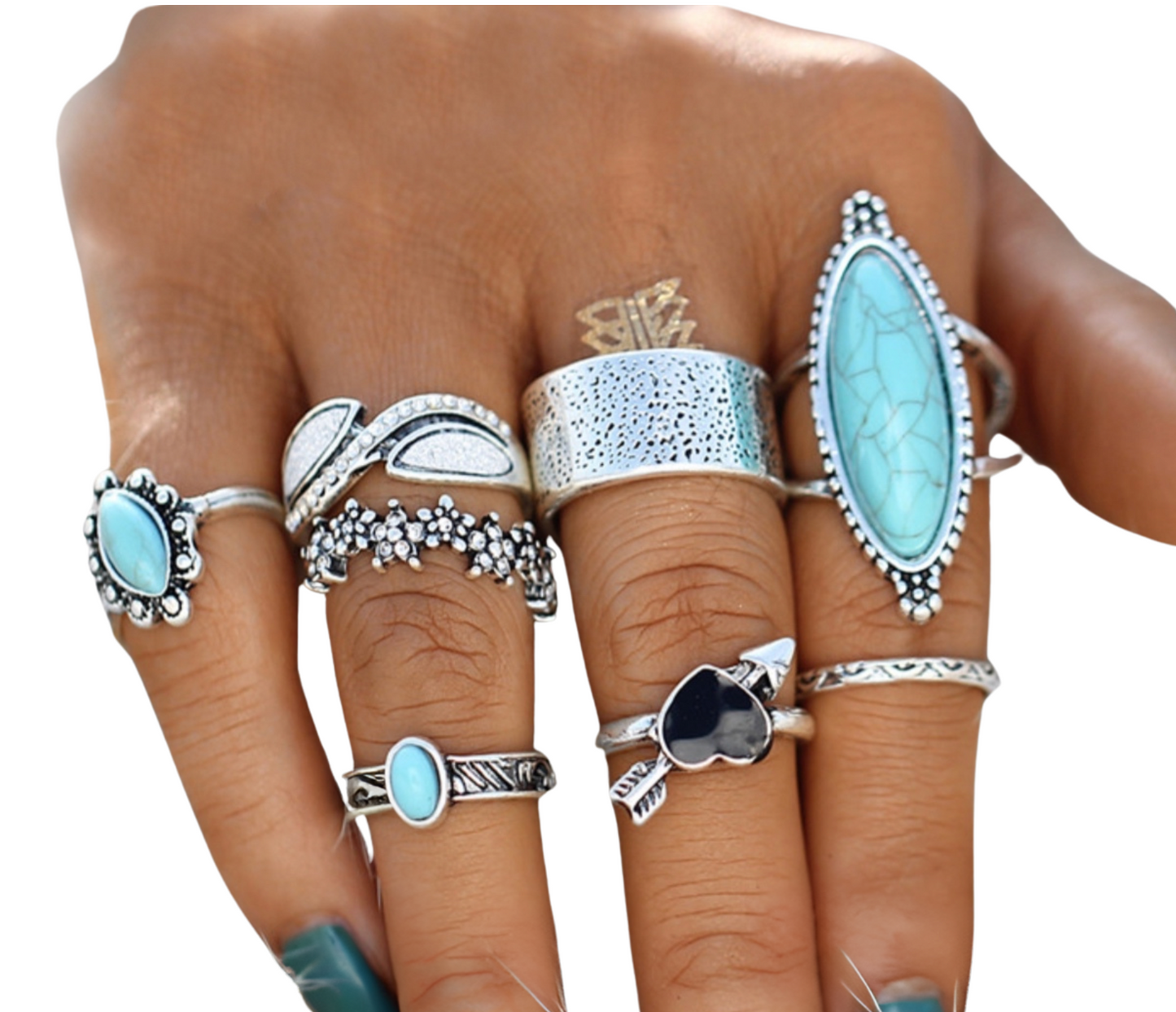 Howlite Turquoise Ring Set Of 8