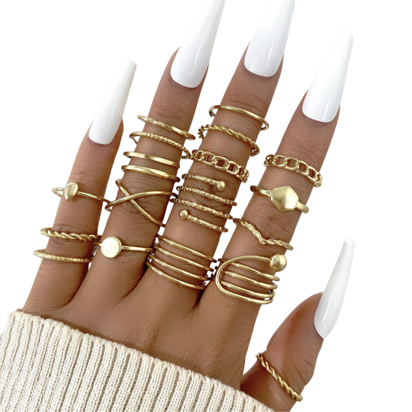 Goldtone Stackable Geometric Knuckle Rings