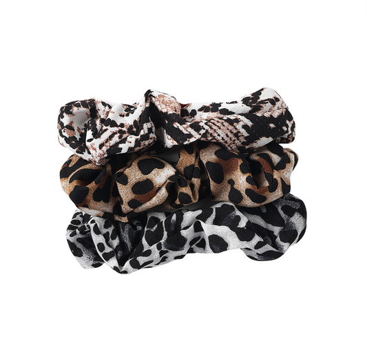 Earth Toned Cheetah Print Set Of 3 Scrunchies