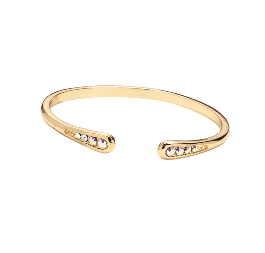 Goldtone Ab Swarovski Crystal Teardrop Bangle Bracelet