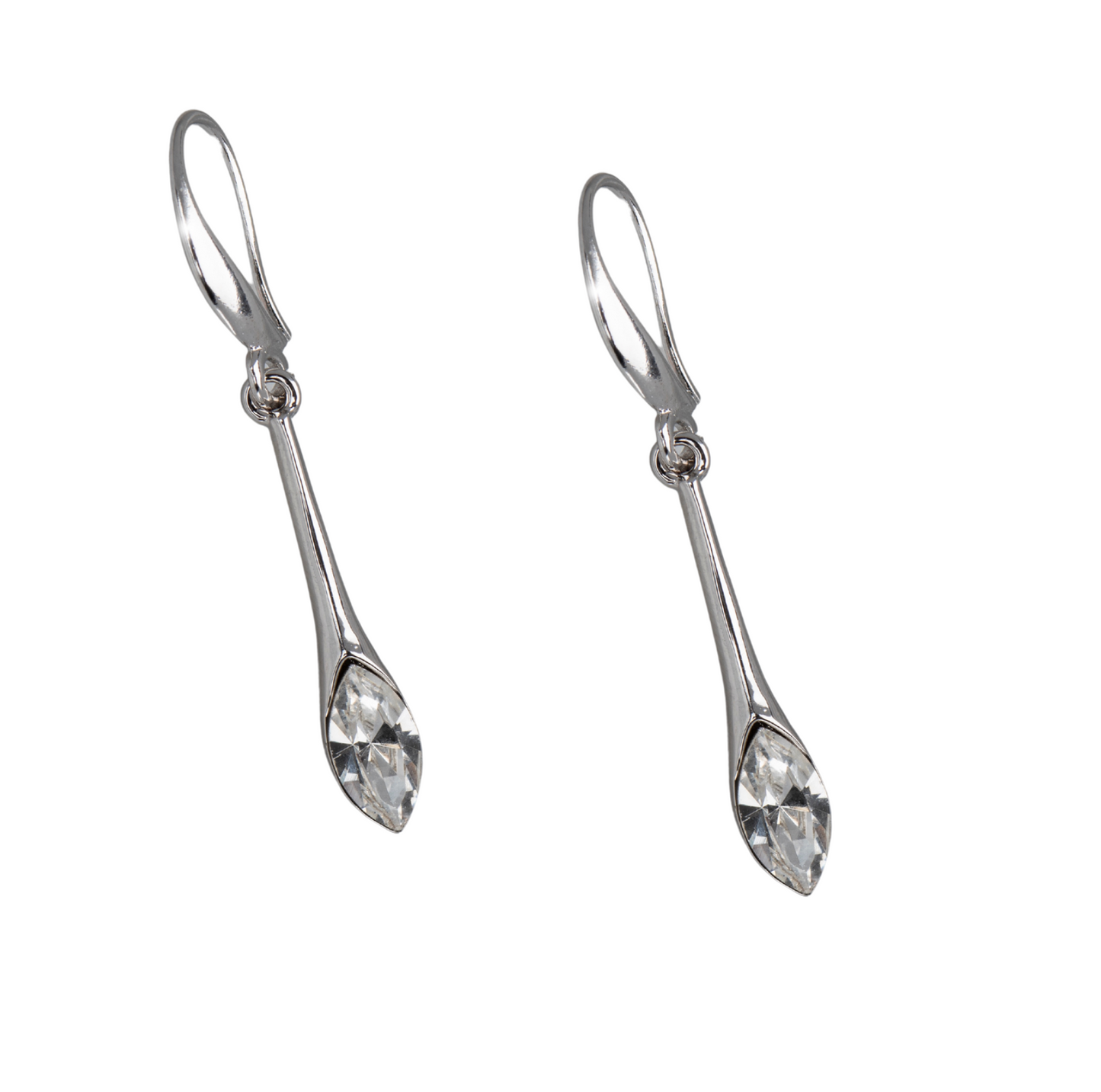 Silvertone Clear Swarovski Crystal Marquis Earrings