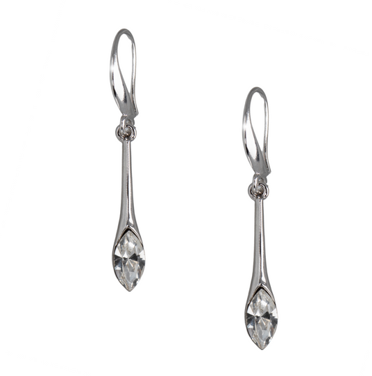 Silvertone Clear Swarovski Crystal Marquis Earrings