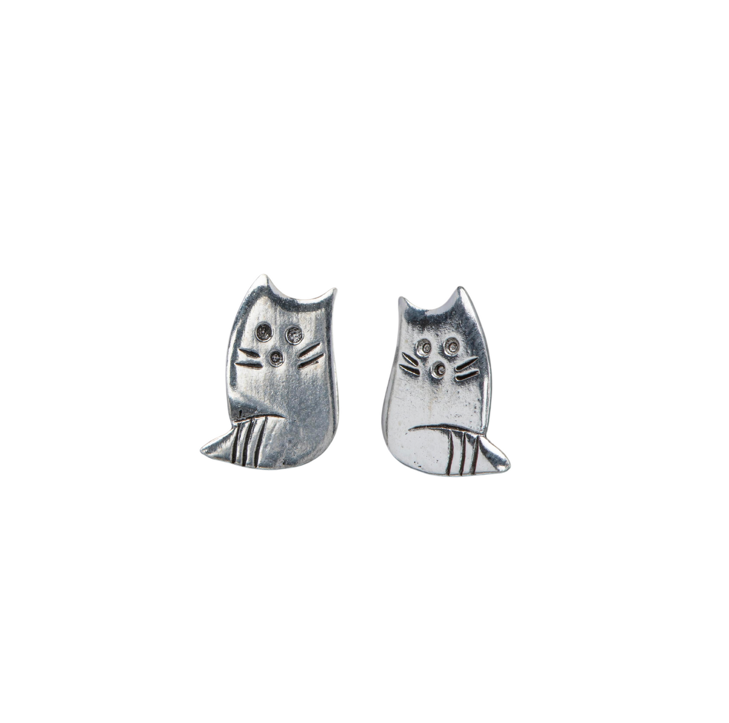 Sterling Silver Cute Cat Stud Earrings