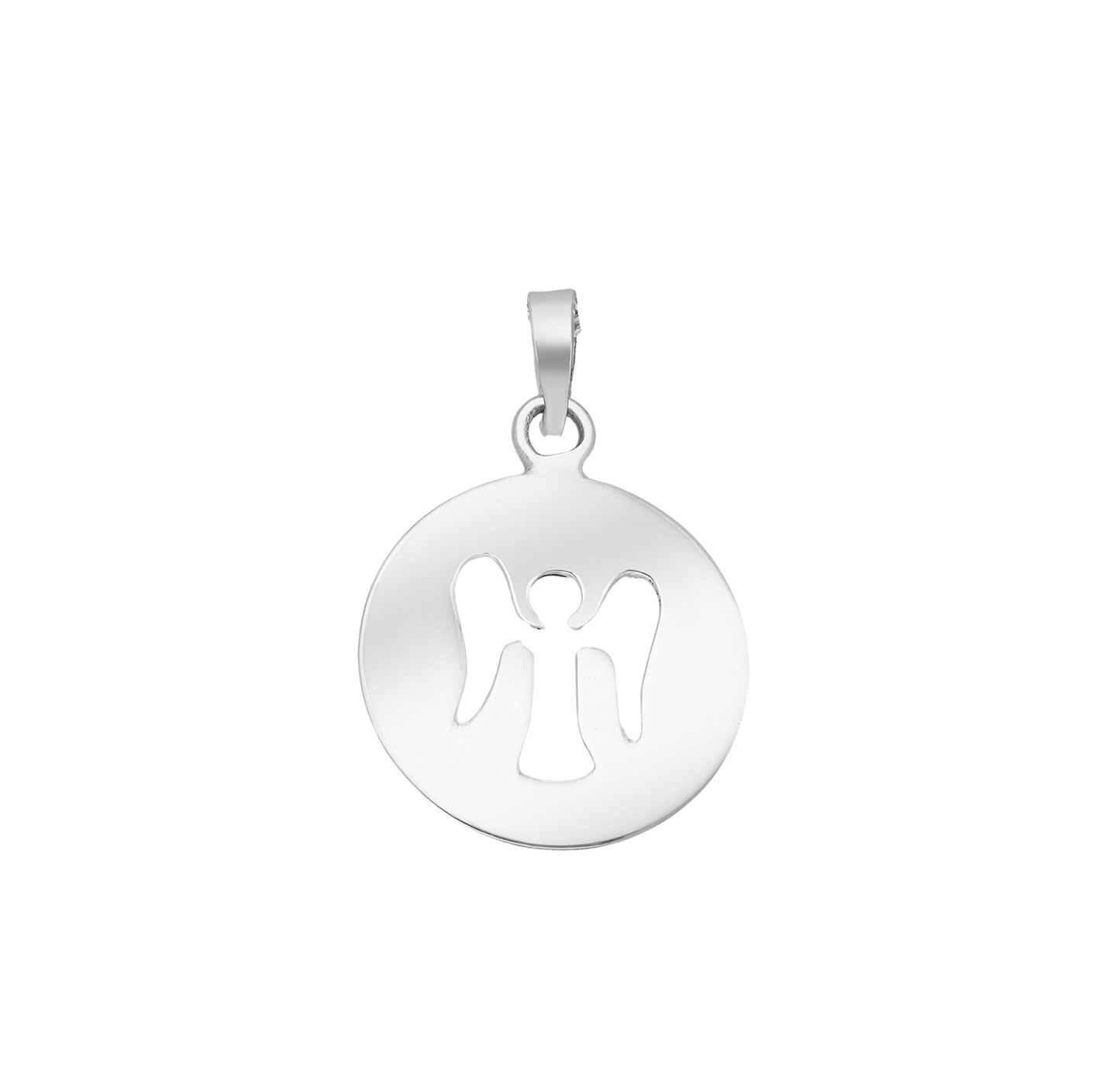 Sterling Silver Circular Angel Pendant Necklace On Holiday Card