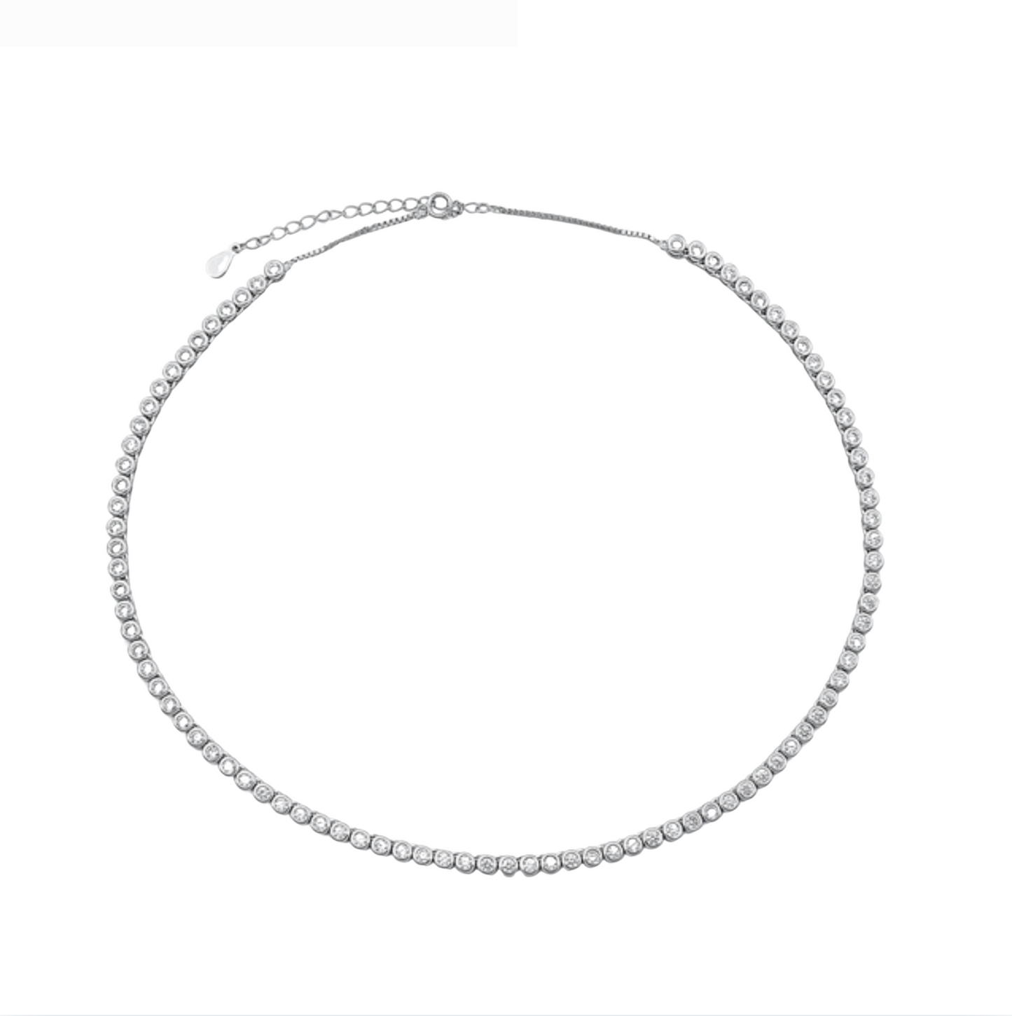 Timeless Sterling Silver Bezel Set CZ Adjustable Necklace