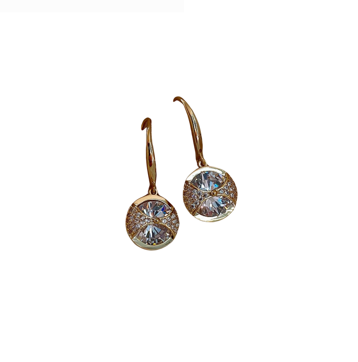 Cubic Zirconia Circular Drop Criss Cross Earrings - In Gift Box