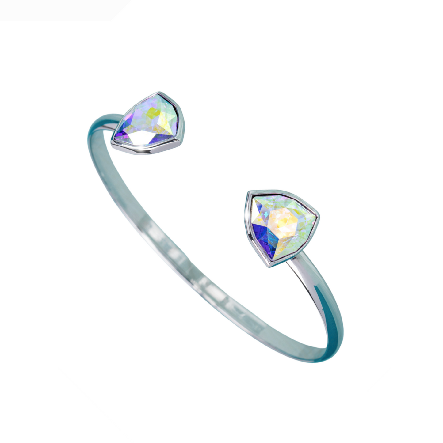 Aurora Borealis Geometric Swarovski Crystal Bangle Bracelet