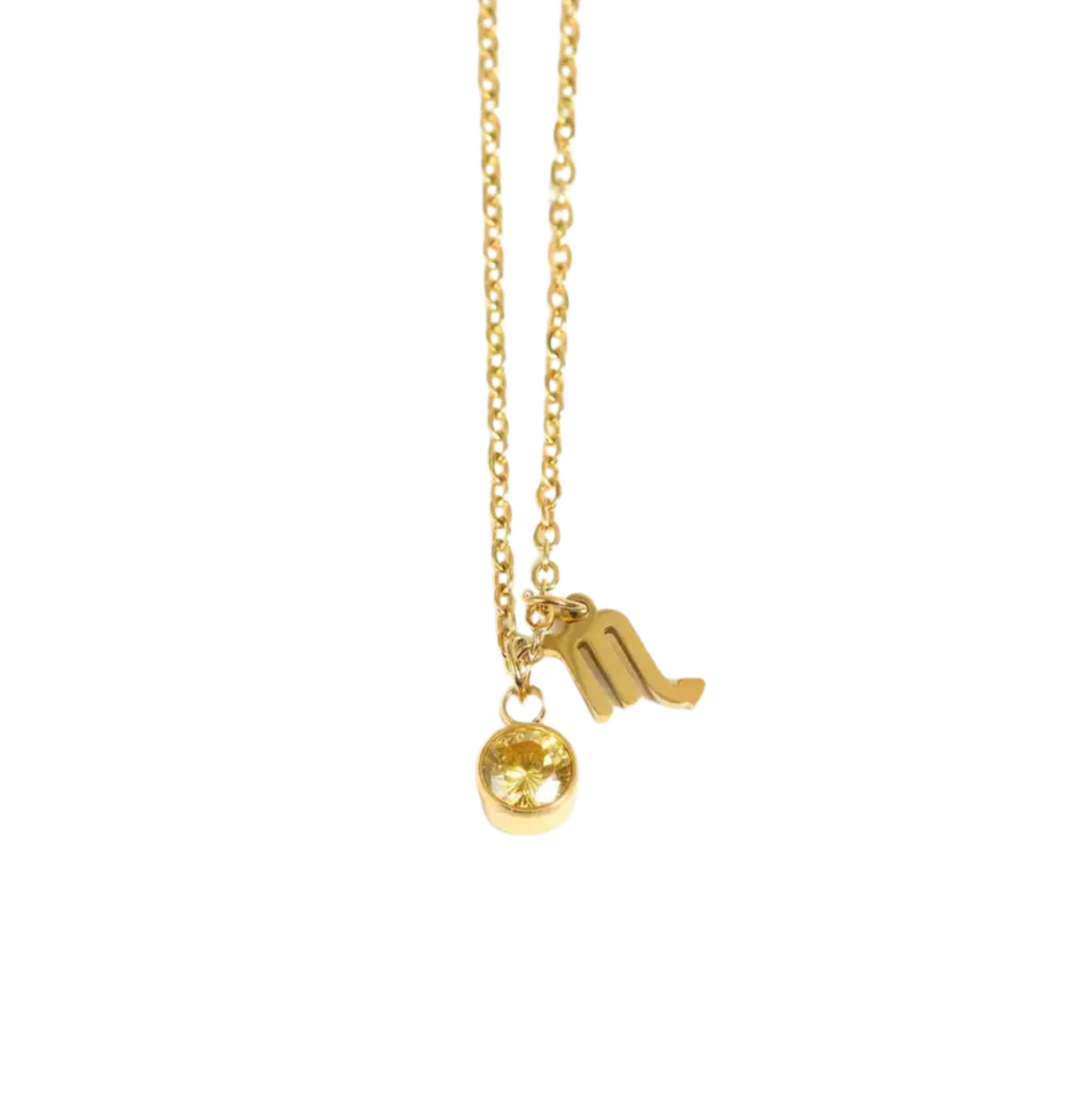 Birthstone & Zodiac Charm Pendant Necklace