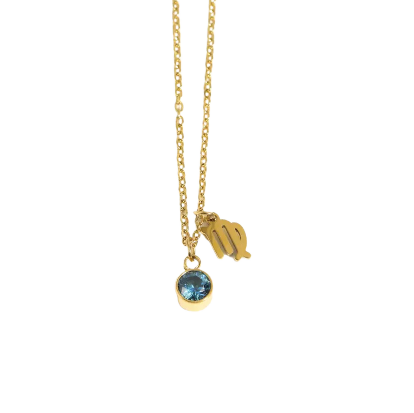 Birthstone & Zodiac Charm Pendant Necklace