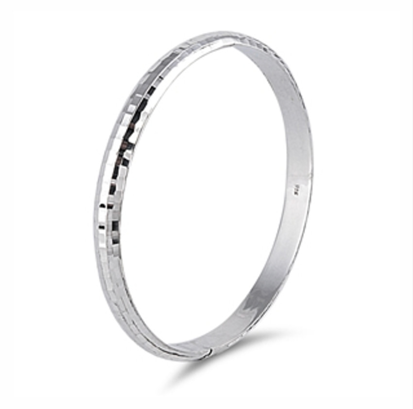 Sterling Silver Hinged Bangle – Textured High-Polish Finish