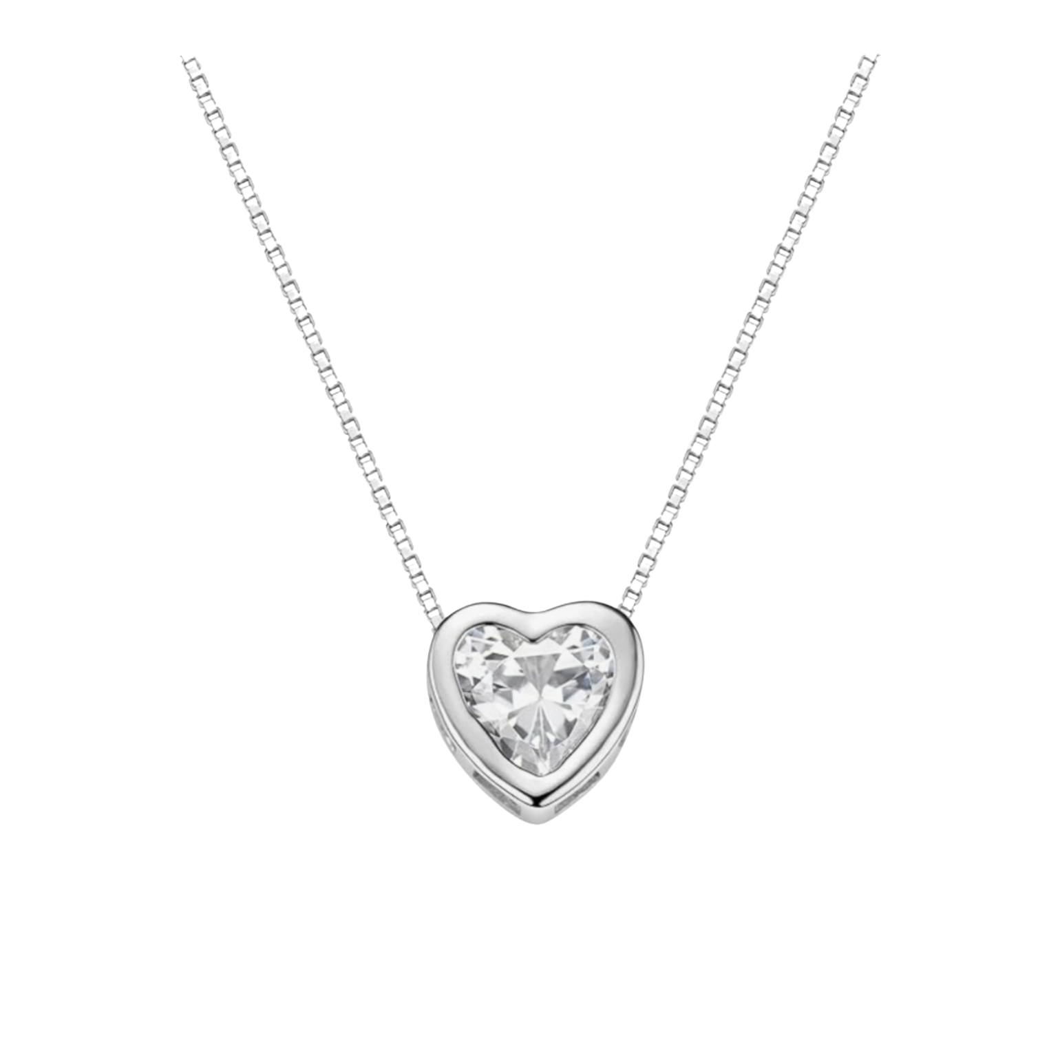 Heart solitaire necklace with sparkling CZ pendant, stainless steel chain, gift-ready by callura