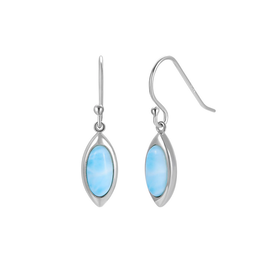 Sterling Silver Larimar Marquise Drop Earrings