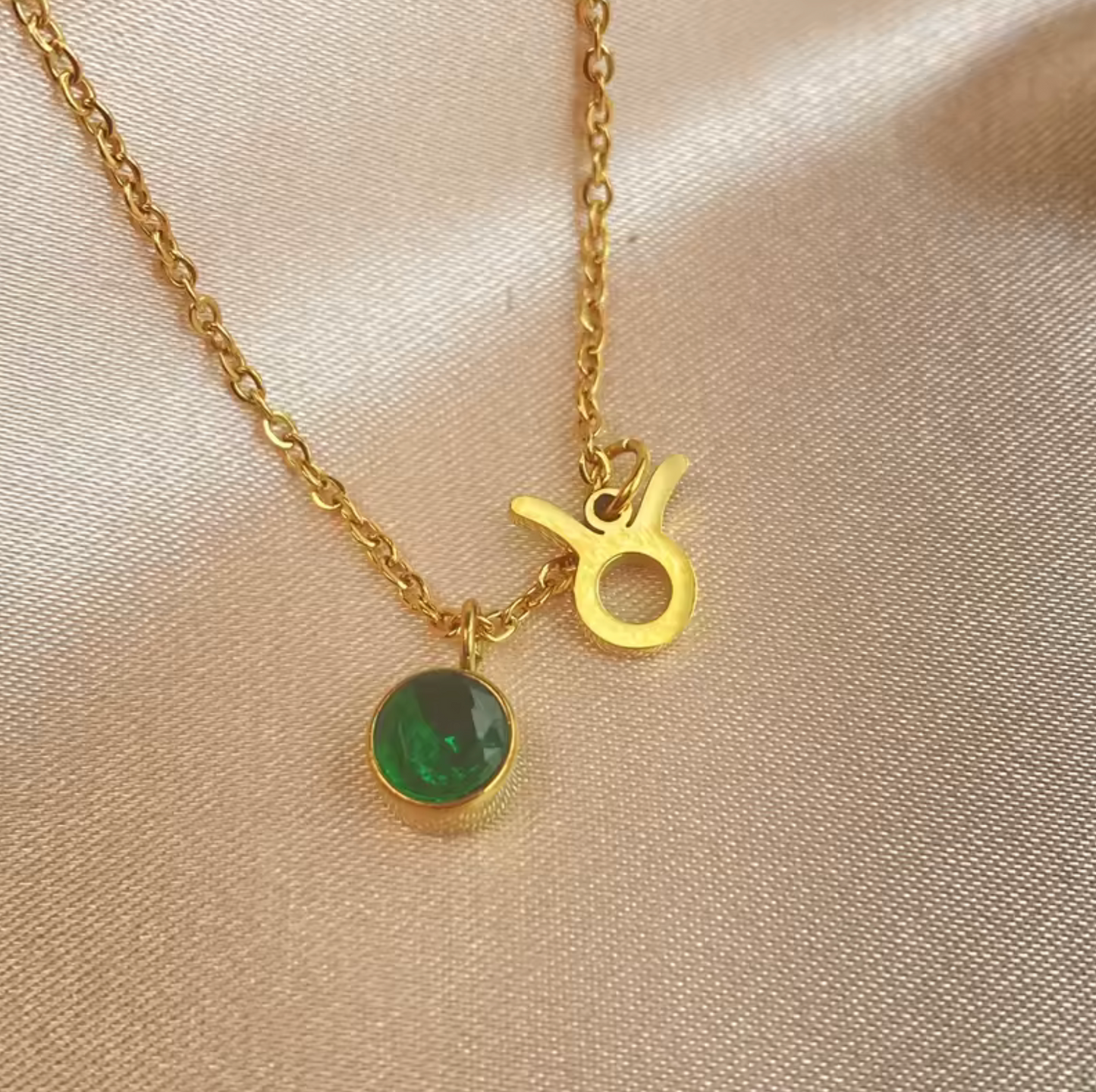 Birthstone & Zodiac Charm Pendant Necklace