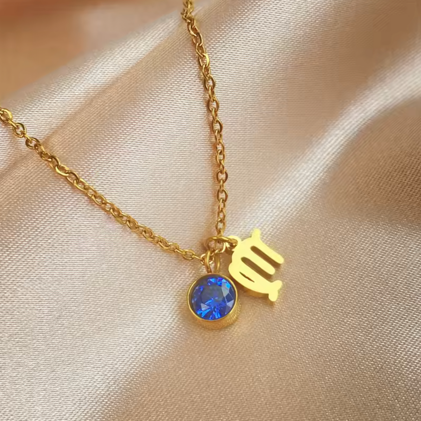 Birthstone & Zodiac Charm Pendant Necklace