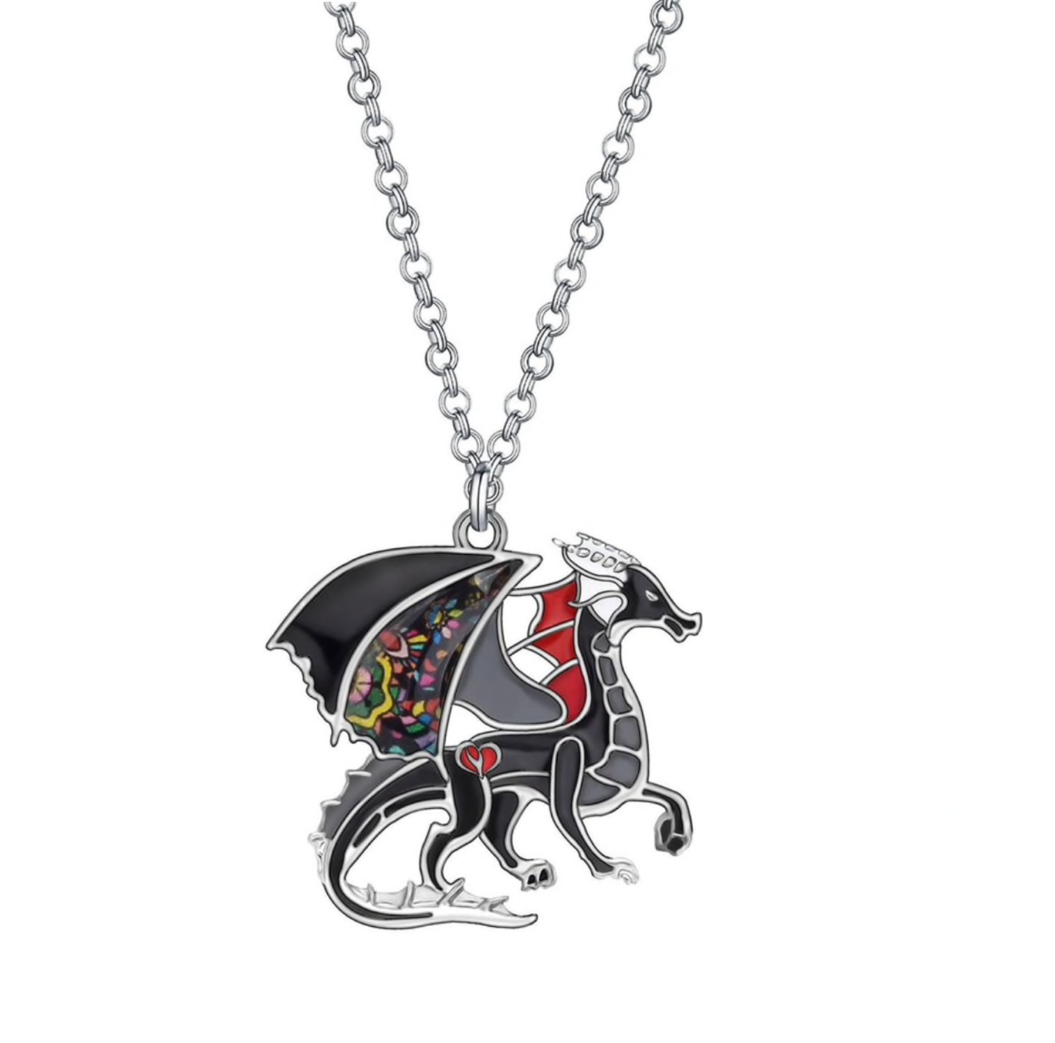Original product image of black enamel dragon pendant necklace