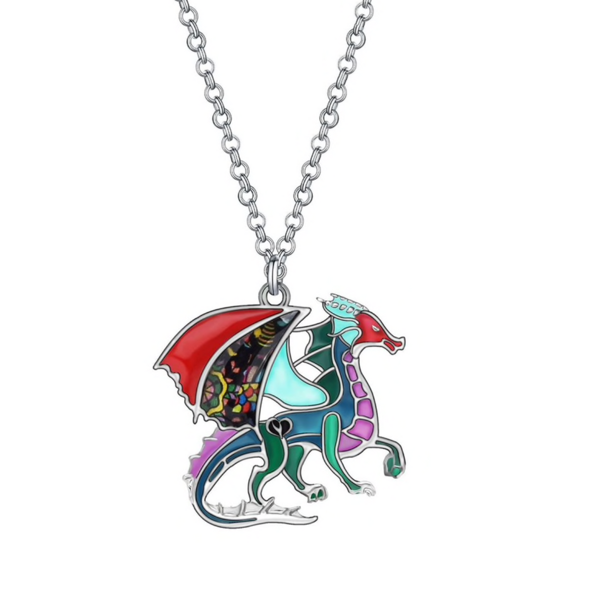 Original product image of multicolour enamel dragon pendant necklace