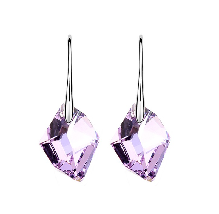 Violet Swarovski Crystal Geometric Drop Earrings