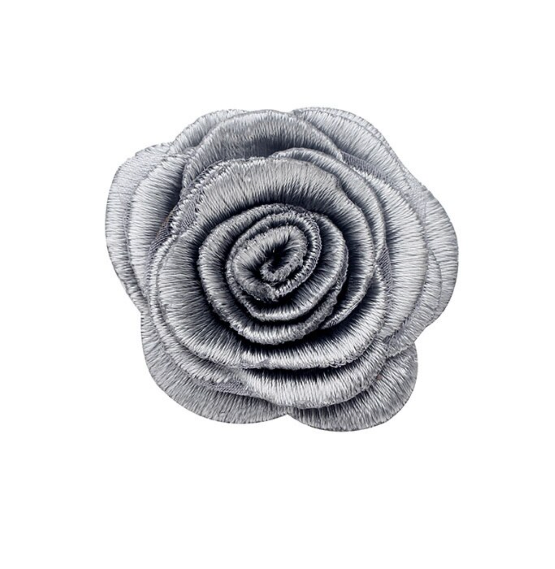 Grey Fabric Rose Flower Brooch