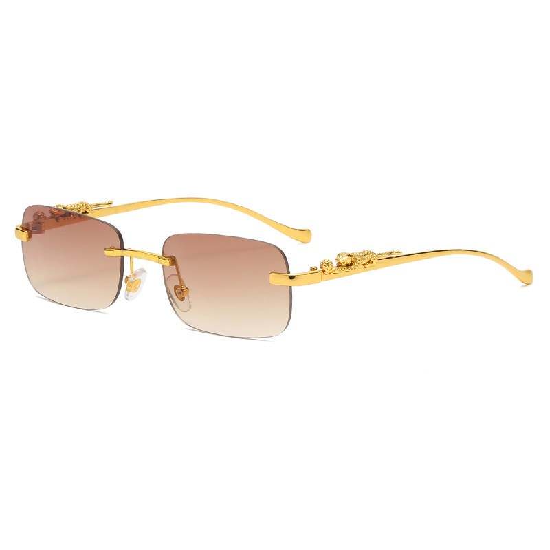 Goldtone jaguar-detail square fashion sunglasses, product image 5