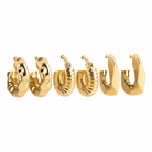 Goldtone - Triple Set - Textured Huggie Hoops on a white background