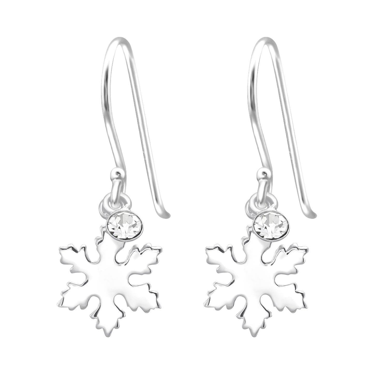 Sterling Silver Snowflake Cubic Zirconia Drop Earrings