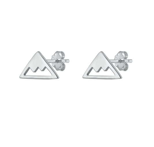 Sterling Silver Simple Mountain Stud Earrings