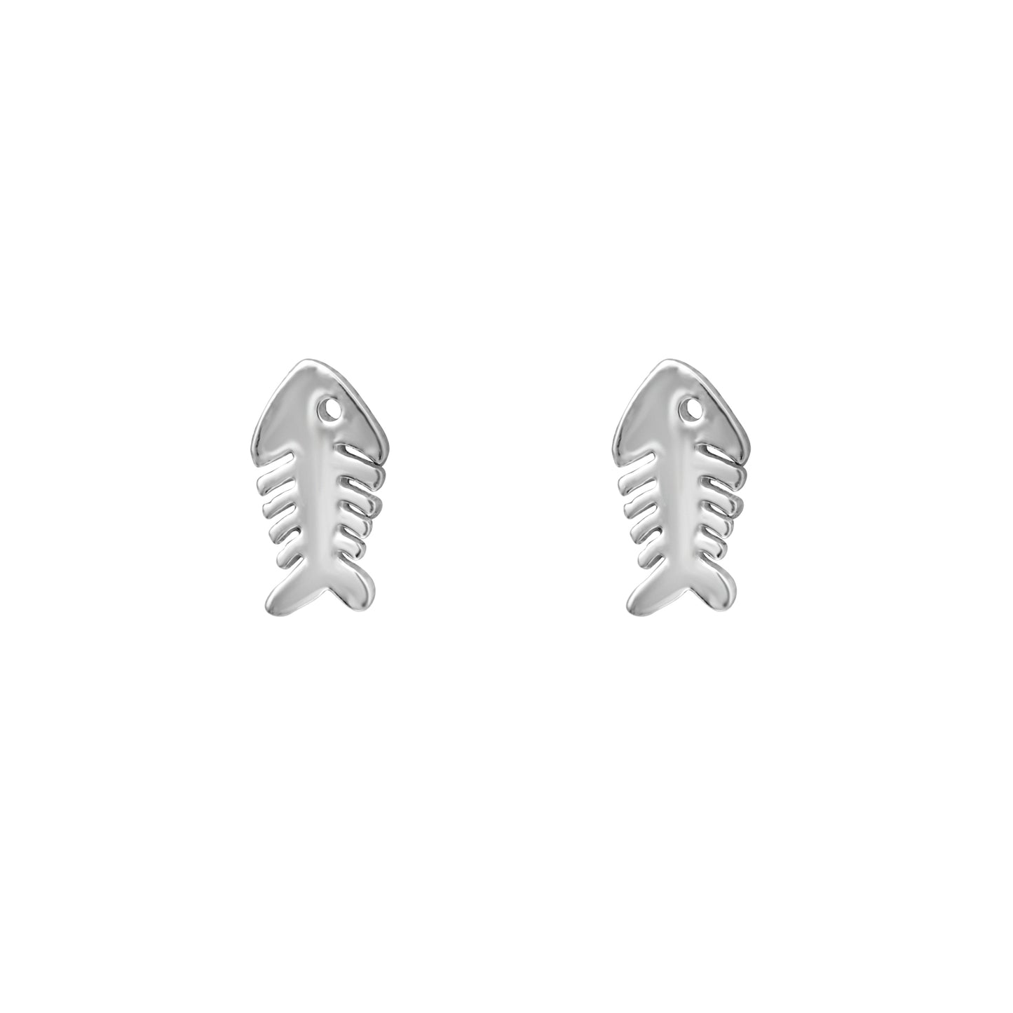 Sterling Silver Fish Bone Stud Earrings