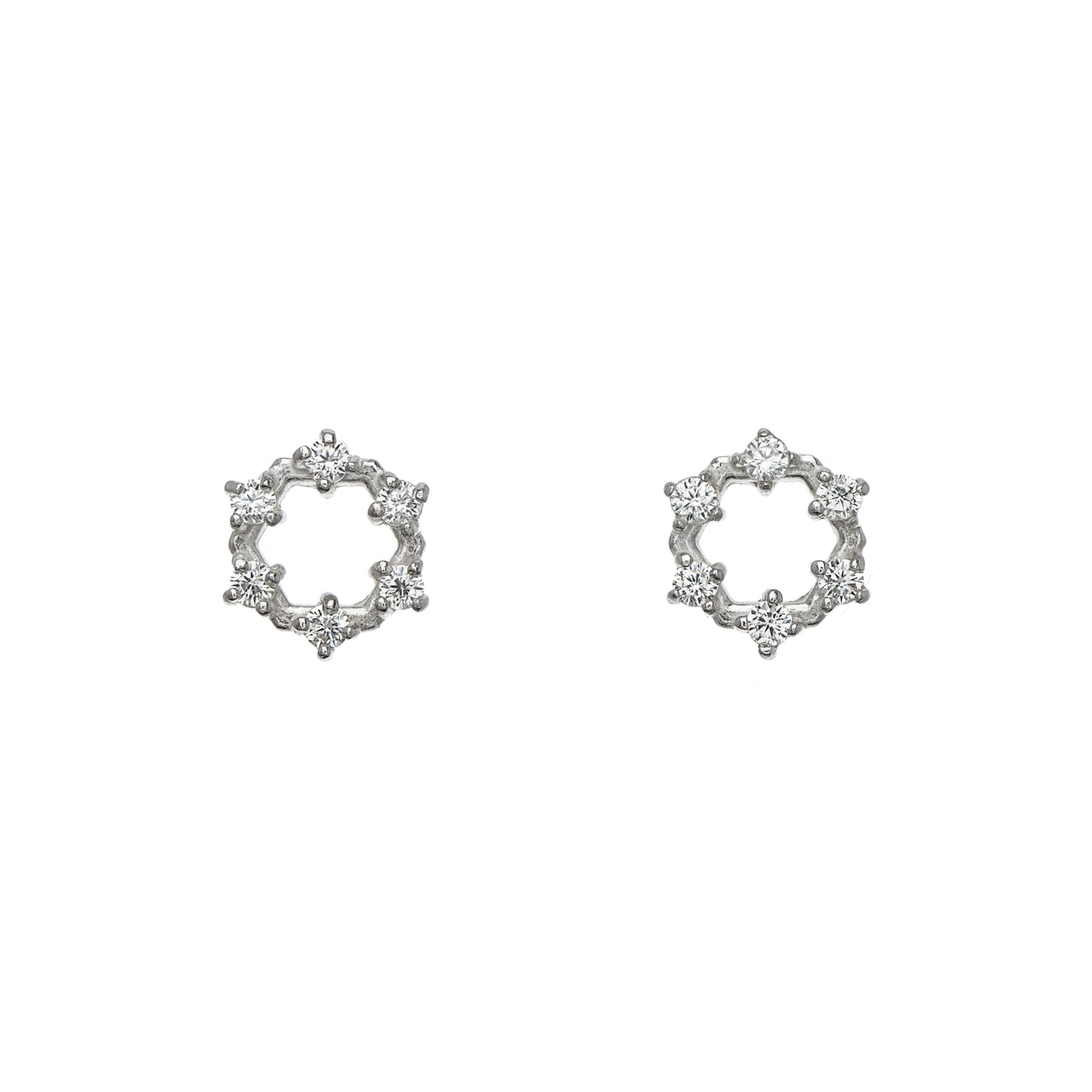 Sterling Silver Cubic Zirconia Wreath Stud Earrings