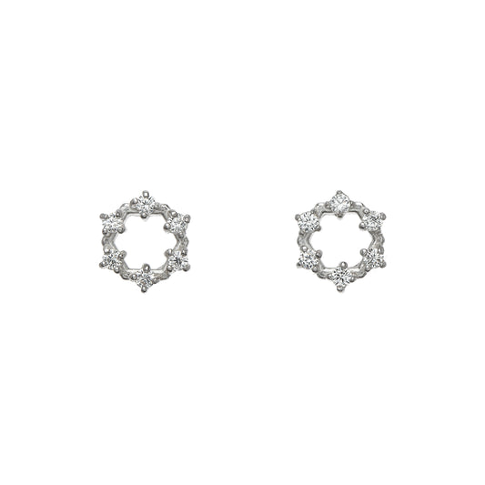 Sterling Silver Cubic Zirconia Wreath Stud Earrings