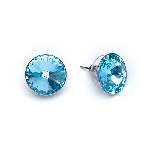 Aqua Swarovski Crystal Rivoli Stud Earrings