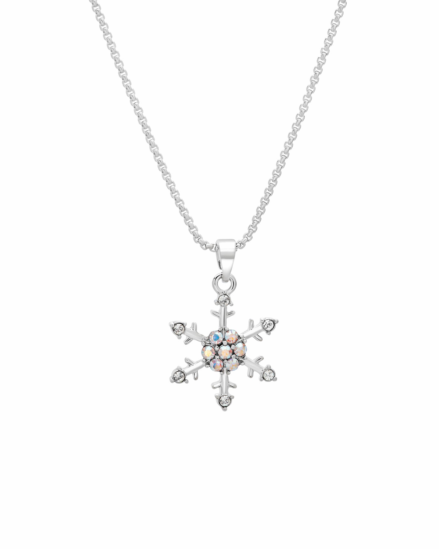 Aurora Borealis Swarovski Crystal Snowflake Pendant Necklace