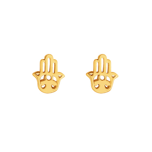 Goldtone Plated Sterling Silver Hamsa Stud Earrings