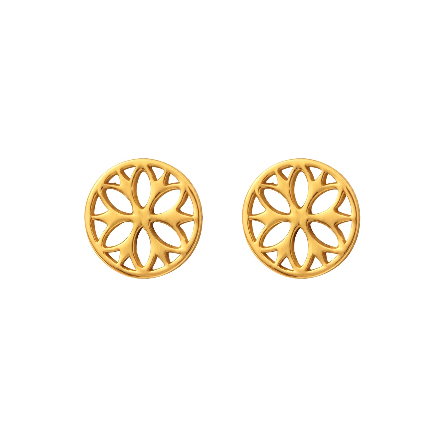 Goldtone Plated Sterling Silver Circular Floral Stud Earrings