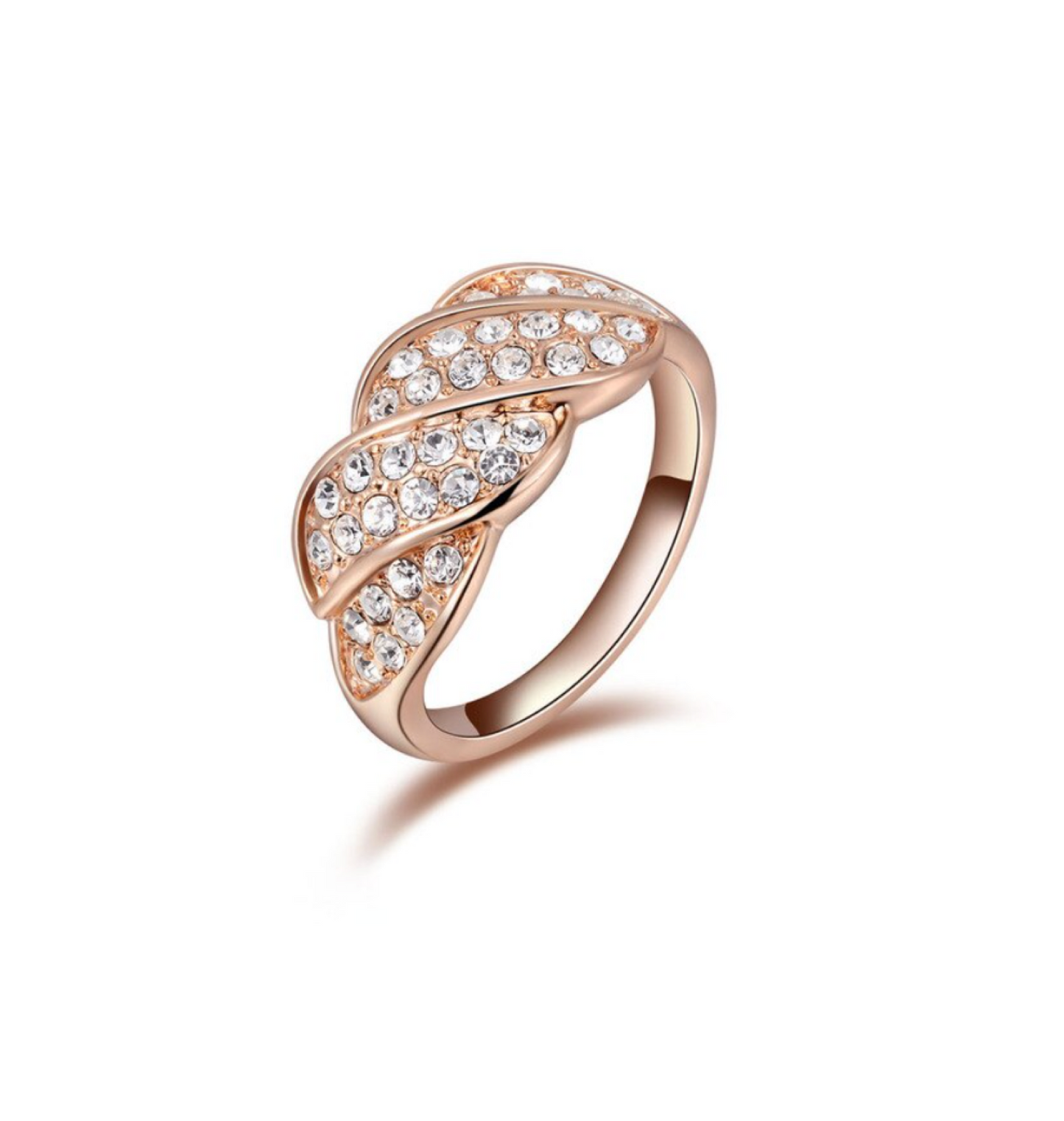 Rose Goldtone Clear Cubic Zirconia Curved Ring