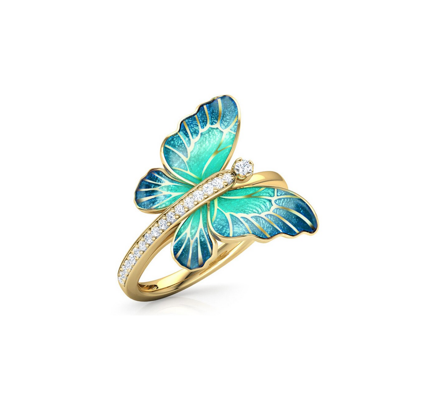 Green Blue Butterfly Ring