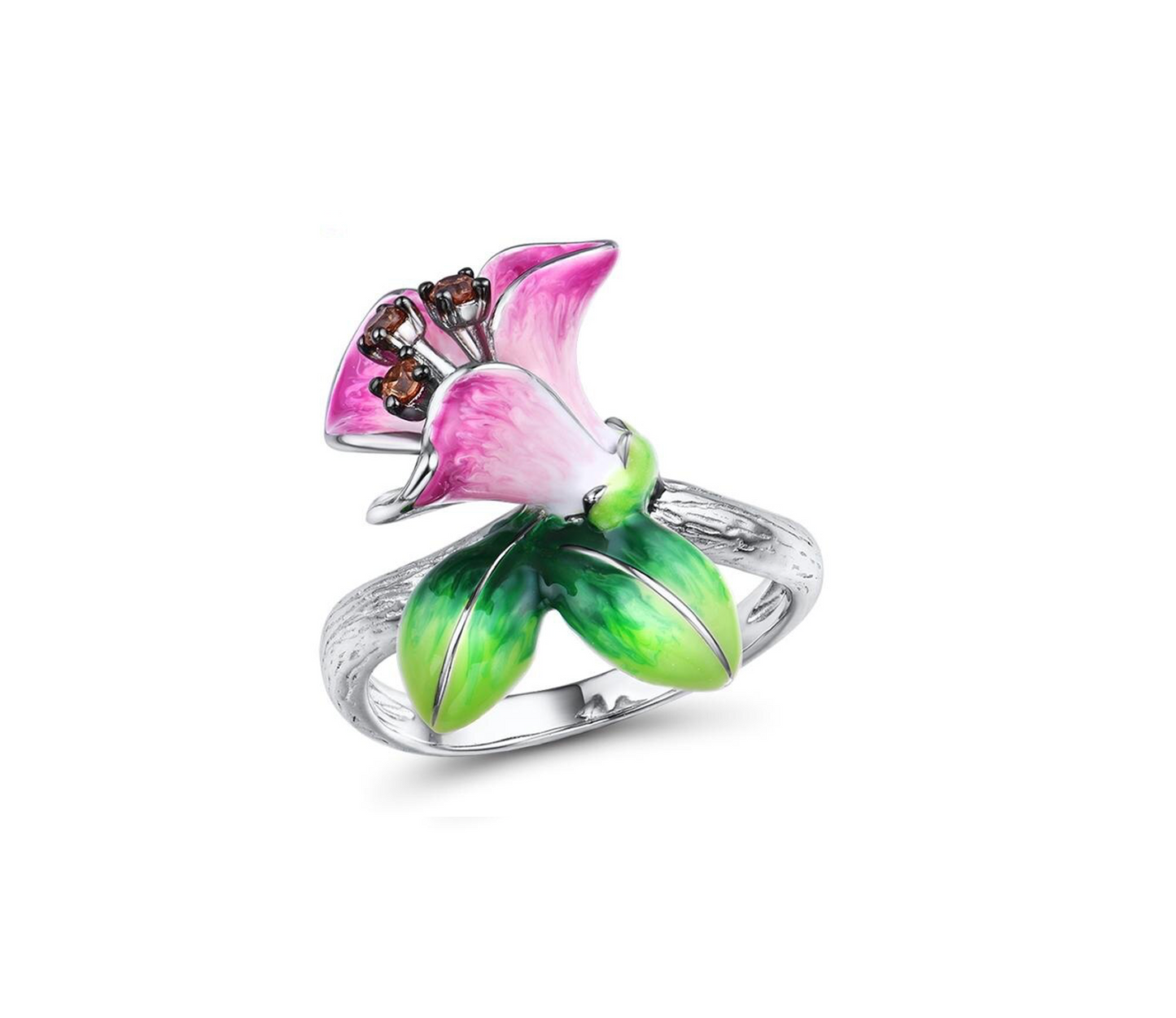 Pink Lily Flower Ring