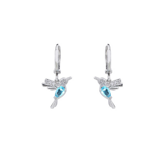 Crystal Hummingbird Huggie Earrings