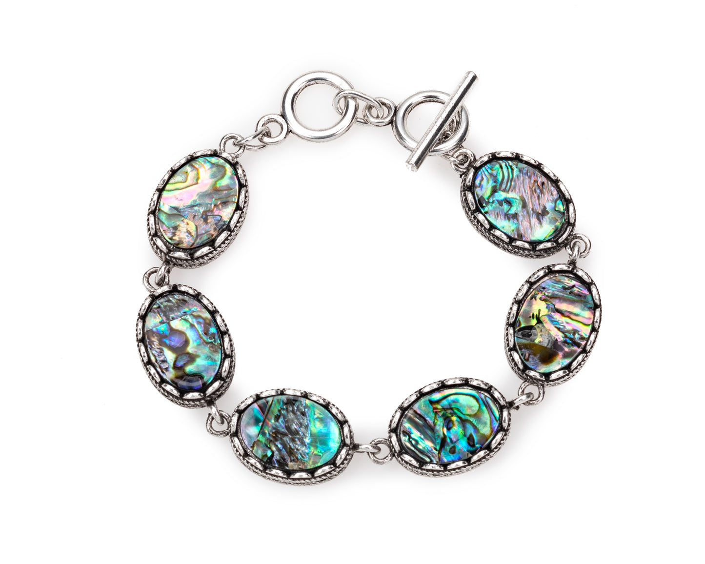 Silvertone Paua Oval Bracelet