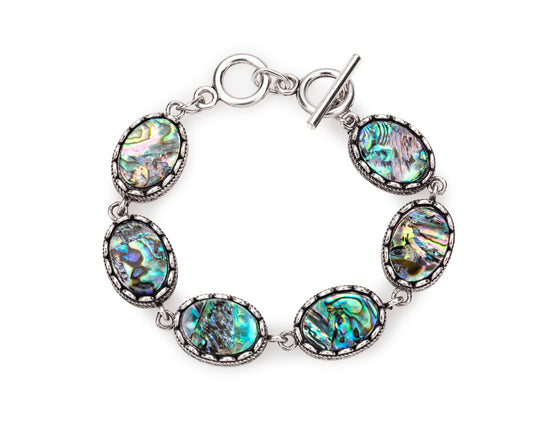 Silvertone Paua Oval Bracelet