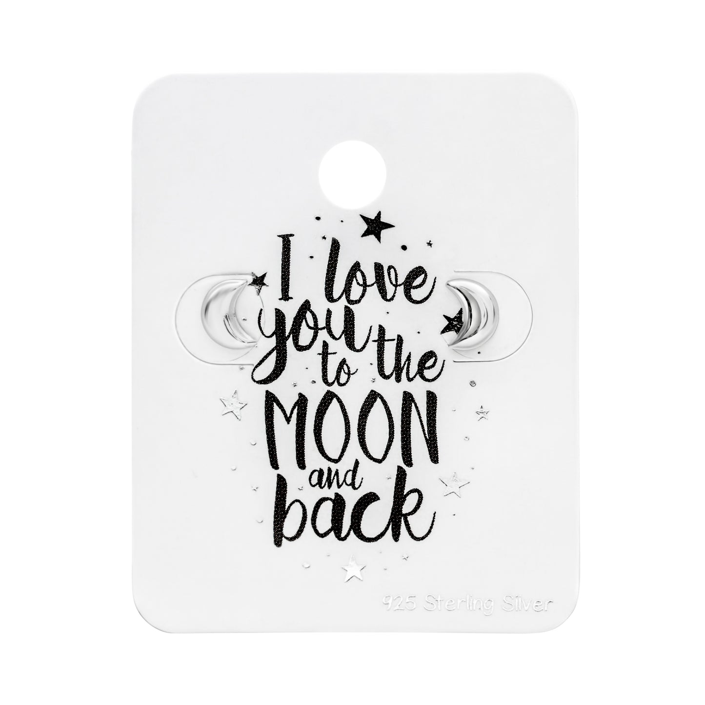 Sterling Silver Moon Studs On Love You To The Moon Card