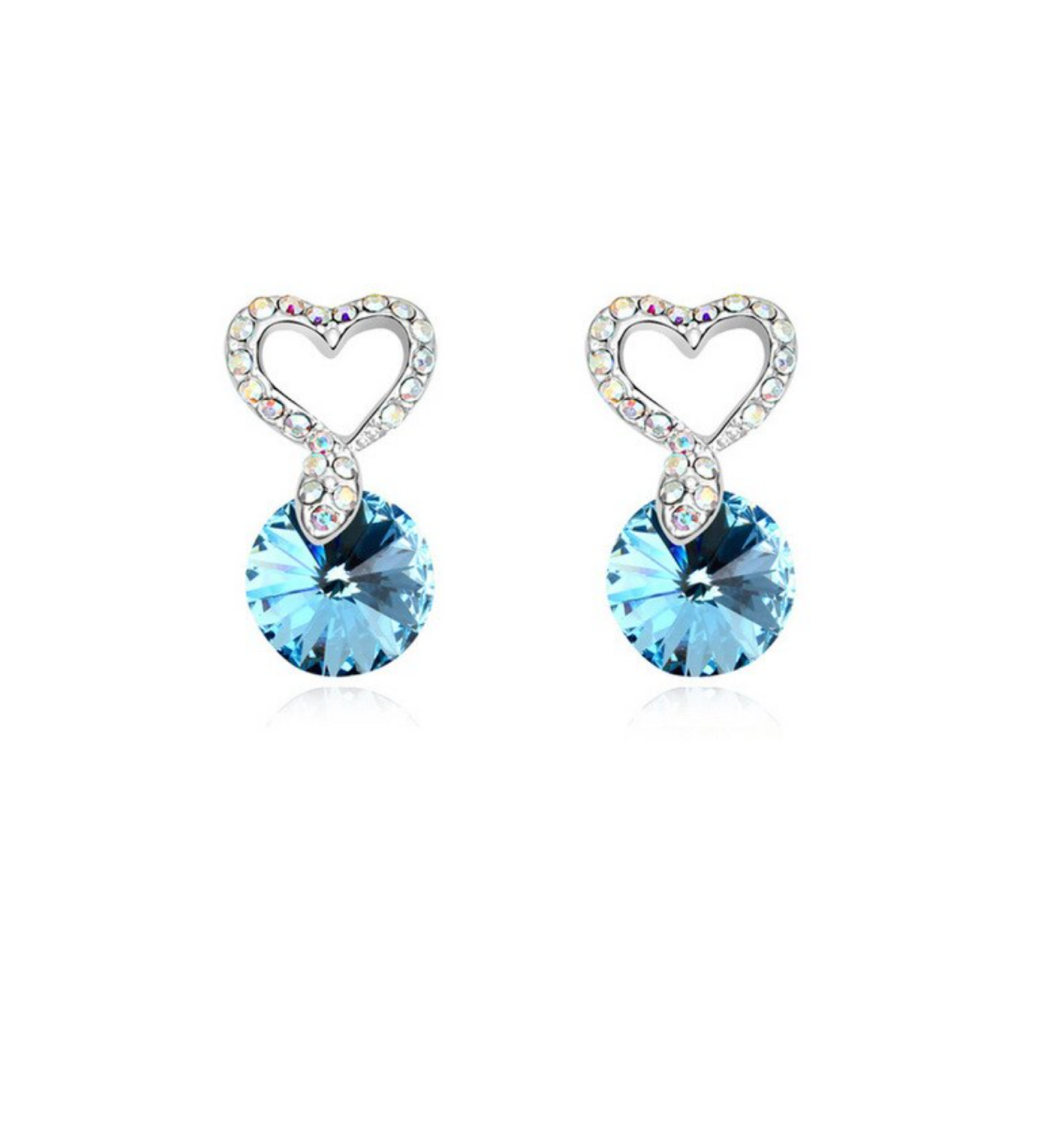 Aqua Rivoli Heart Swarovski Crystal Earrings