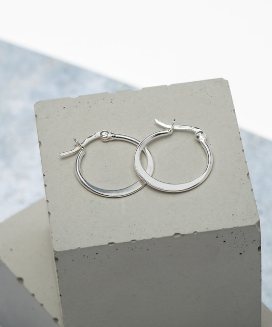 Sterling Silver Flat Edge Hoop Earrings